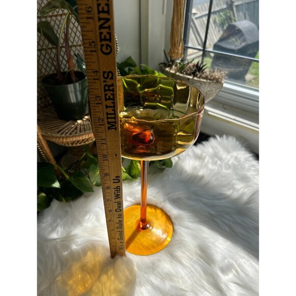 Empoli Large Vintage Amber candy jar thin Italian Art Glass - Picture 4 of 6